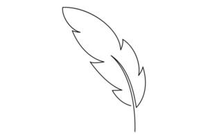 Simple and elegant one line feather drawing for graphic designs vector