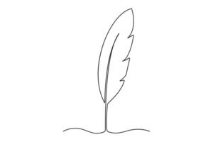 Clean and simple one line feather illustration for art vector