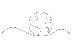 Simple globe drawing in continuous line art for minimalist projects vector