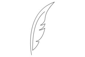 Stylish one line feather drawing for modern graphic designs vector