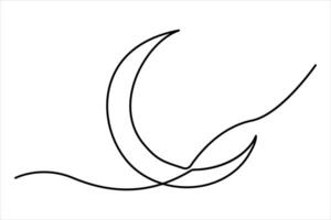 Elegant moon outline in single continuous line art vector
