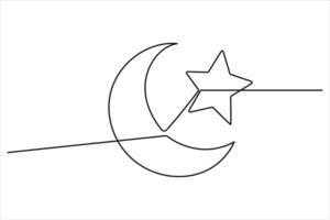 Stylish one line drawing of crescent moon for clean artwork vector