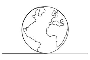 One line art of earth globe for environmental and global designs vector