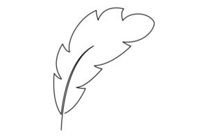 Simple continuous line art of feather for modern graphic designs vector