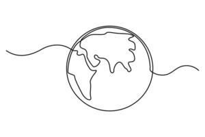 Minimal one line earth globe art for sleek and modern designs vector