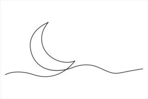 Simple one line crescent moon drawing for minimal art vector