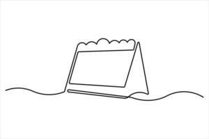 Simple continuous line art of calendar for minimalistic illustrations vector