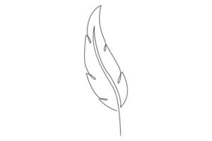 Minimalist feather outline in single continuous line for projects vector
