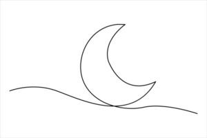 Continuous line art of moon for elegant design vector