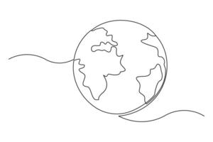 Minimalist one line earth globe drawing for illustrations vector