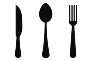 Minimalist knife and fork silhouette for restaurant and food graphics vector