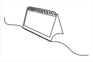 Clean and minimal desk calendar in continuous line art for design vector