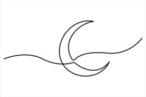 Minimalist one line moon drawing for elegant illustrations vector