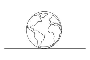 Clean and minimal earth globe sketch in one line for illustration vector