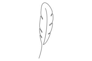 continuous one line drawing of Bird feather Isolated on white background illustration vector