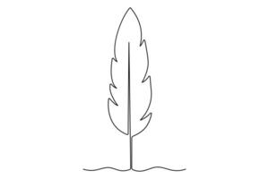 Minimal continuous line feather outline for modern artwork vector