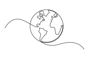 One line drawing of earth globe with sleek and clean design vector