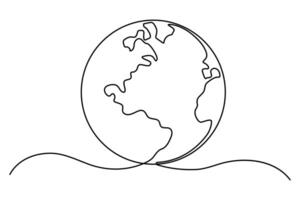 Minimalist earth globe in continuous line art for unique graphics vector