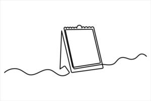 Single line art table calendar Month Date continuous drawing of outline illustration vector
