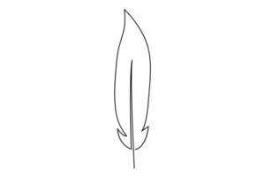 Simple continuous line feather sketch for minimalistic designs vector