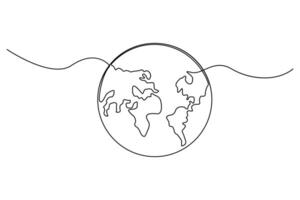Modern continuous line globe illustration for clean design projects vector