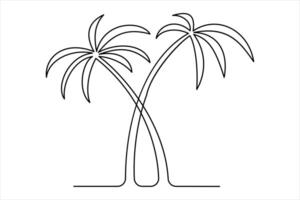 Palm tree sketch continuous line drawing vector