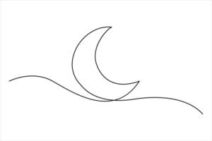 Minimal moon in single line art for trendy illustrations vector