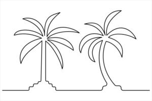Tropical vibes palm tree one-line drawing for art vector