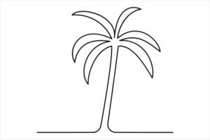 Simple palm tree outline one-line art design vector