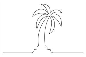 Tropical one-line palm tree drawing minimalist vector