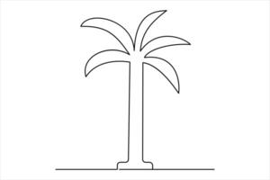 Tropical palm tree one-line illustration for graphic designers vector