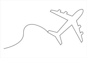 Minimalist continuous line airplane illustration perfect for travel logos and design projects vector