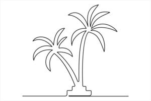 Minimalistic palm tree continuous line art vector