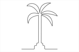 Elegant palm tree one-line drawing for modern design vector