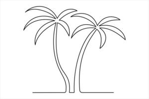Palm tree one-line sketch for tropical branding vector
