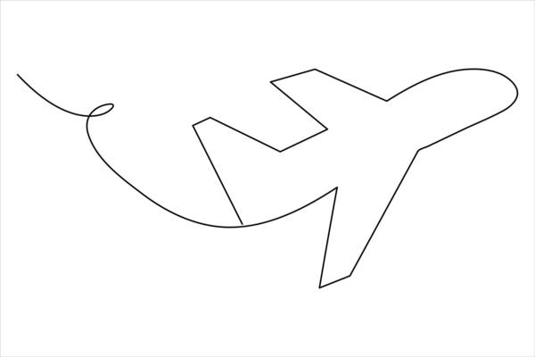 One-line aircraft drawing simple and stylish design for aviation enthusiasts