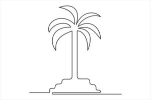 Palm tree silhouette one-line minimalistic artwork vector