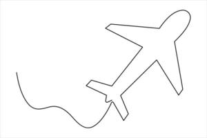 Elegant one-line minimalist airplane sketch perfect for modern travel and aviation design vector
