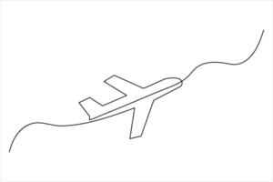 One-line airplane drawing minimalist aviation design for clean and creative projects vector