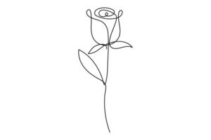 Elegant one-line drawing of a rose flower perfect for minimalist botanical art and designs vector