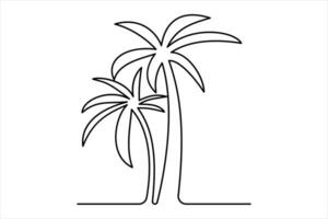 Simplified palm tree one-line art for elegant projects vector