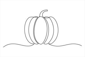 Simple continuous one-line drawing of a pumpkin outline modern minimalis art designs vector