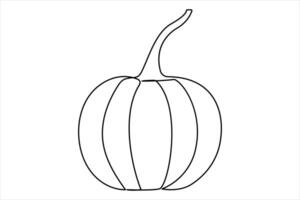 Modern one-line pumpkin outline drawing minimalist art for autumn vector