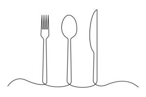 Sleek continuous line knife and fork design for outline art illustration vector