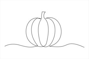 Elegant continuous line pumpkin outline drawing modern and minimalist art for vector
