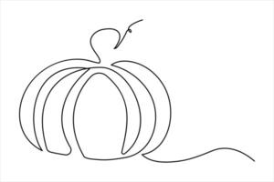 Elegant continuous line pumpkin outline drawing simple and stylish minimalist art vector