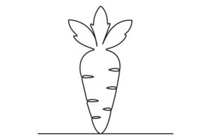 Fresh carrot one line outline drawing perfect for organic product branding vector