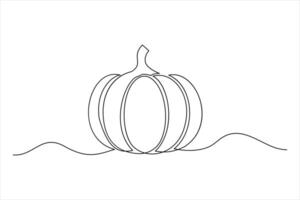 Minimalist continuous one-line drawing of a pumpkin outline modern art for seasonal fall illustrations vector