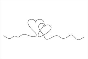 Continuous line drawing of intertwined hearts for modern design vector