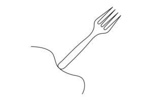 Professional design of knife and fork in continuous one line outline art illustration vector